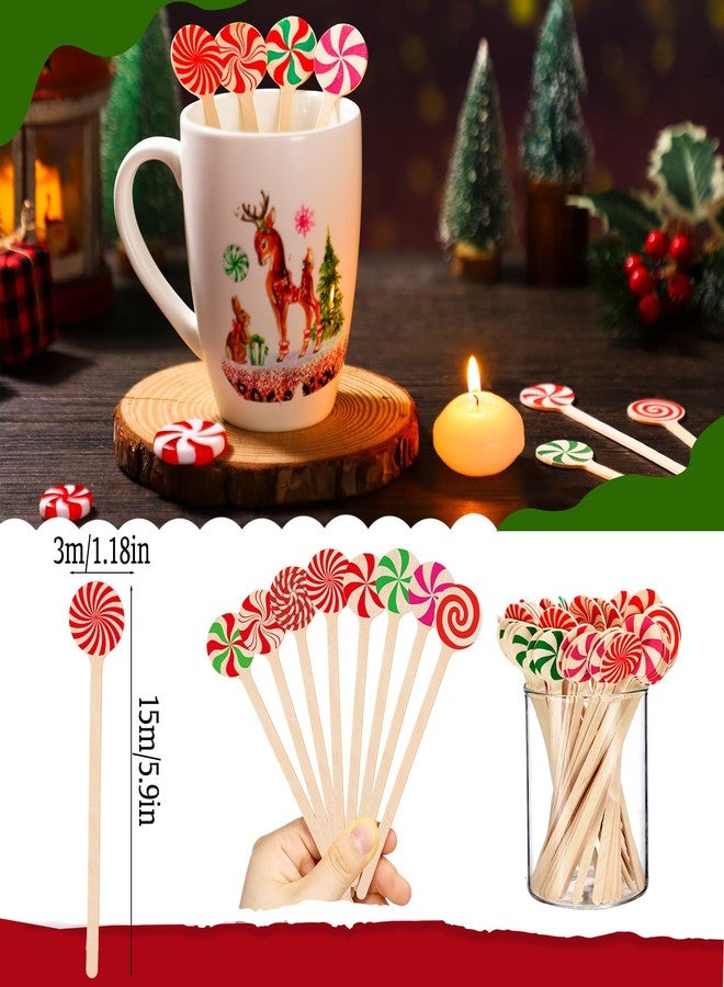 Teenyyou 360 Pcs Christmas Candy Wooden Coffee Stirrer Disposable Wooden Cocktail Drink Stirrers Christmas Stir Sticks Beverage Mixer for Coffee Milk Cocktail Tea Hot Drinks Party Supplies(Cute) - Image 2