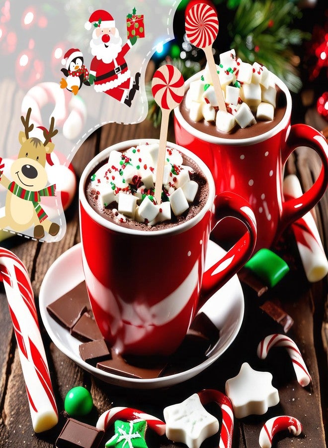 Teenyyou 360 Pcs Christmas Candy Wooden Coffee Stirrer Disposable Wooden Cocktail Drink Stirrers Christmas Stir Sticks Beverage Mixer for Coffee Milk Cocktail Tea Hot Drinks Party Supplies(Cute) - Image 5