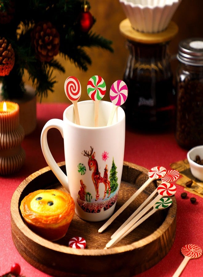 Teenyyou 360 Pcs Christmas Candy Wooden Coffee Stirrer Disposable Wooden Cocktail Drink Stirrers Christmas Stir Sticks Beverage Mixer for Coffee Milk Cocktail Tea Hot Drinks Party Supplies(Cute) - Image 4
