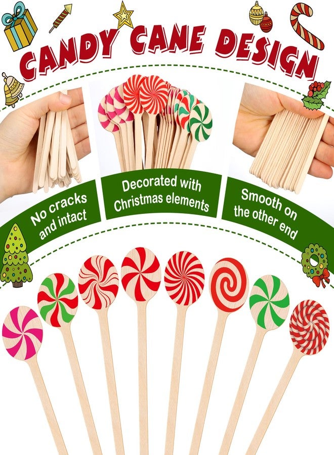 Teenyyou 360 Pcs Christmas Candy Wooden Coffee Stirrer Disposable Wooden Cocktail Drink Stirrers Christmas Stir Sticks Beverage Mixer for Coffee Milk Cocktail Tea Hot Drinks Party Supplies(Cute) - Image 3