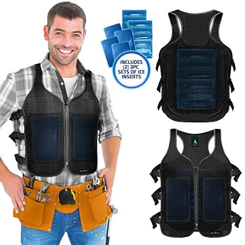 AlphaCool Frosty Mesh Ice Vest for Men and Women – Cooling Vest with Ice Packs, 2 Sets – Three Gel Pad Pockets – Adjustable Straps for Custom Fit Black One Size - Image 3