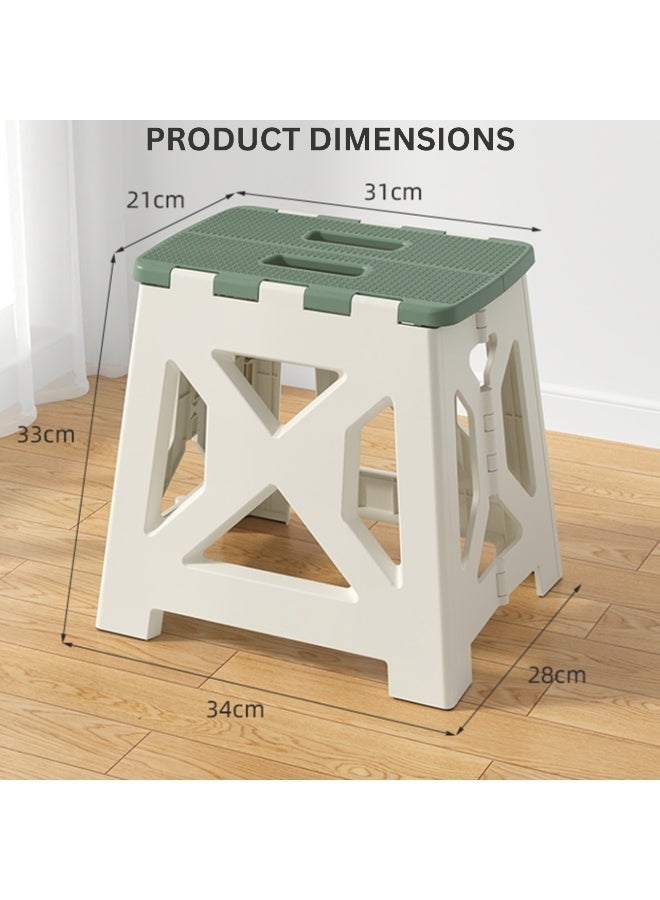 أرابيكو كرسي قابل للطي مقاس 13 بوصة للأطفال والكبار، يتحمل وزنًا يصل إلى 300 رطل، مصنوع من البلاستيك المقاوم للانزلاق، مزود بمقبض، كرسي محمول خفيف الوزن وصغير الحجم للمطبخ والحمام والمنزل - Image 4