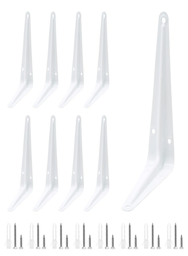 Uenhoy 10 Pack White Shelf Brackets 8 Inch Metal Floating Shelf Brackets Heavy Duty L Brackets for Shelves, Wall Mount Angle Corner Braces (8" x 6") - Image 1