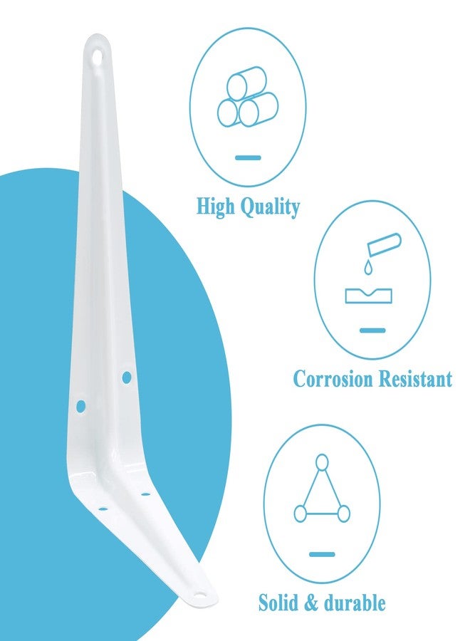 Uenhoy 10 Pack White Shelf Brackets 8 Inch Metal Floating Shelf Brackets Heavy Duty L Brackets for Shelves, Wall Mount Angle Corner Braces (8" x 6") - Image 2