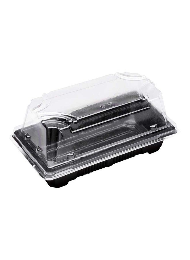 Restaurantware Roku 5.4 x 3 Inch Sushi Trays 100 Disposable Sushi Containers With Lids - Small Rectangle Black Plastic To Go Containers Take Out Containers For Appetizers Entrees or Desserts - Image 4