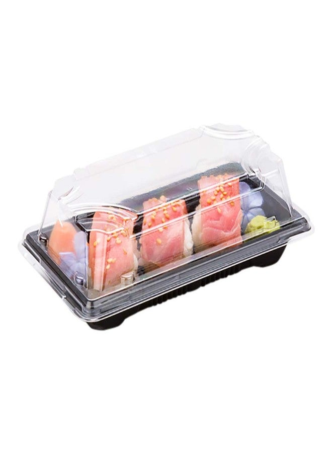 Restaurantware Roku 5.4 x 3 Inch Sushi Trays 100 Disposable Sushi Containers With Lids - Small Rectangle Black Plastic To Go Containers Take Out Containers For Appetizers Entrees or Desserts - Image 1