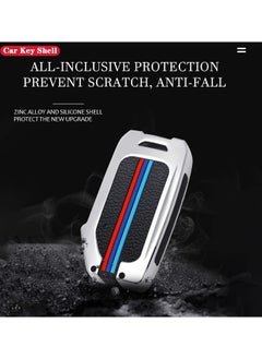 rocooart Soft Metal Shell Luxury Silicone Car Key Cover with Keychain Full Car Protection for Kia Ceed Cerato Forte Niro Seltos Sorento Soul Sportage Telluride by Leonoxus Gray Metal  - Image 2