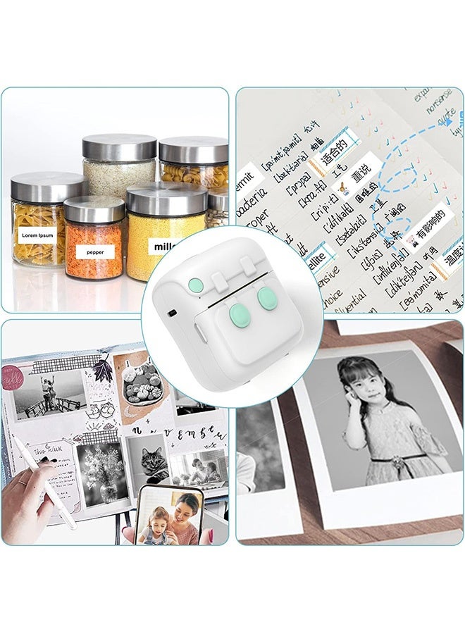 Mini Portable Bluetooth Thermal Inkless Sticker Printer with Sticker Paper and Color Pen, Thermal Sticker Maker for DIY, Diaries, Photos, Study, Label and Note (White with Light) - Image 5