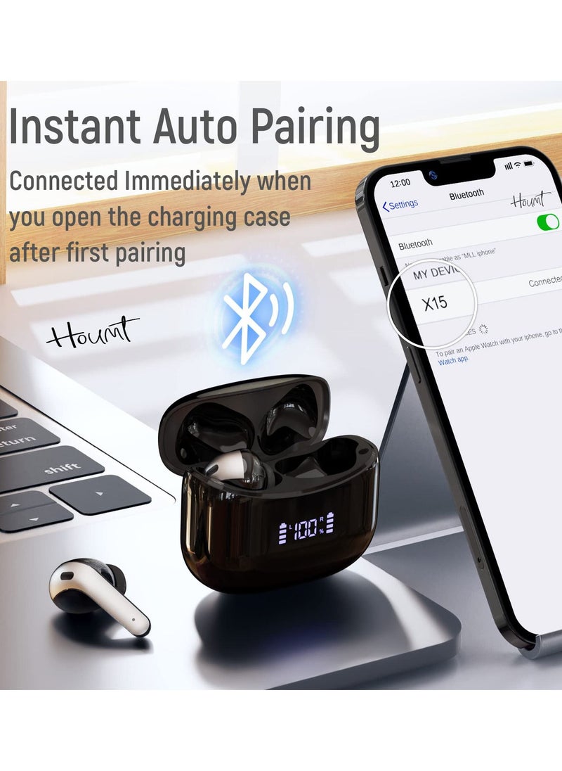 Houmt - Wireless Earbuds X15 50H Playback Bluetooth Headphones with Wireless Charging Case Waterproof Ear Buds in Ear Earphones with Microphone for Android iOS Gaming Computer Laptop TV Sport - Image 1