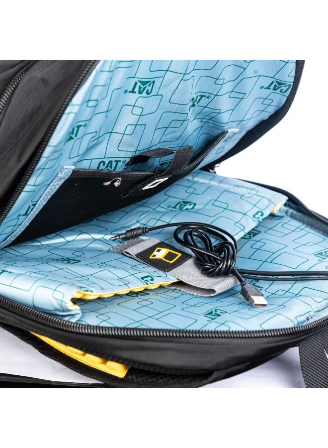 كات حقيبة ظهر CAT KH2282 بريميوم للابتوب 15.6 بوصة مزودة بمنفذ USB وAUX مع غطاء مطر وحماية Full Bubble Safety و4 جيوب رئيسية مقاومة للماء - أسود - Image 3