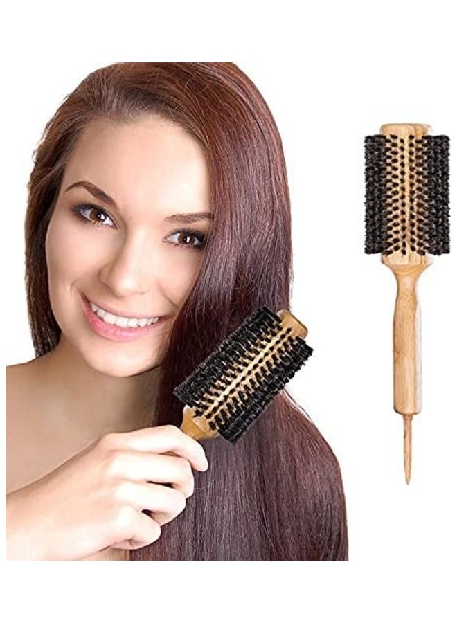 NIBEMINENT Wooden Round Hair Brush Brown/Black 55g  - Image 1