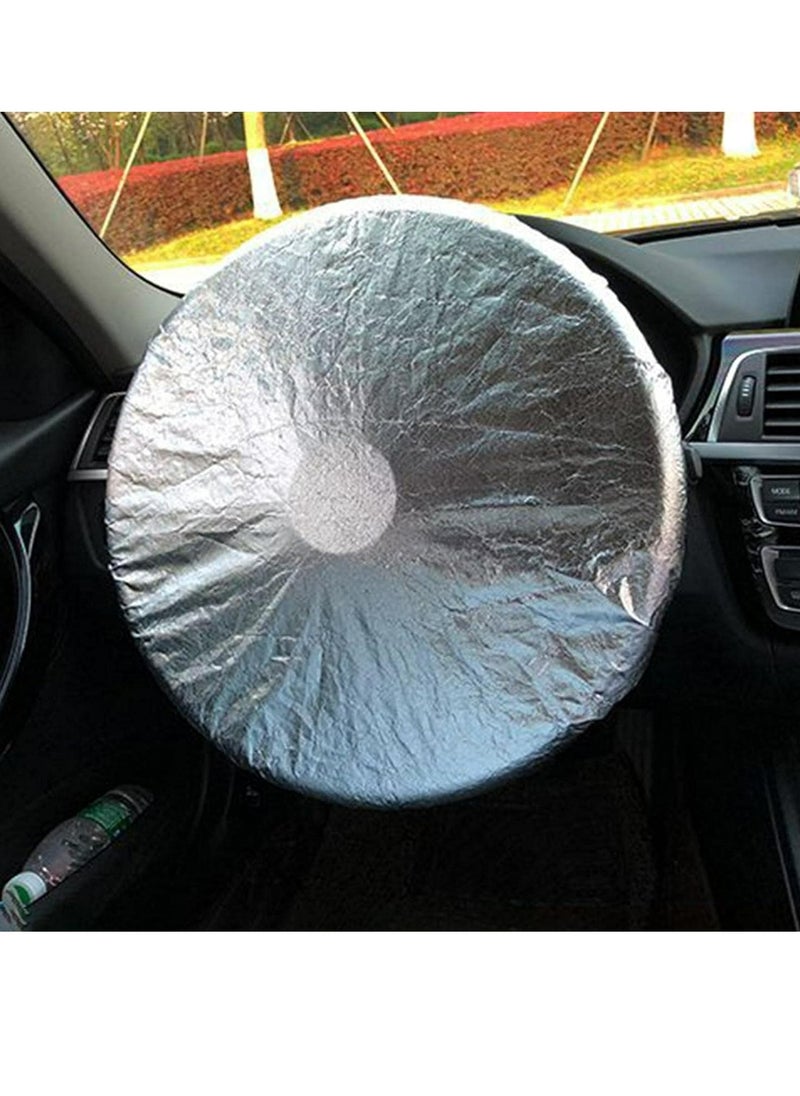 Generic 1 PC Steering Wheel Cover Sun Shade, Vehicle Sunblock With Anti-Heat Aluminum Foil, Reflective Shade For GM Wheel, UV Rays Visor Protective Cover, Silver  - Image 2