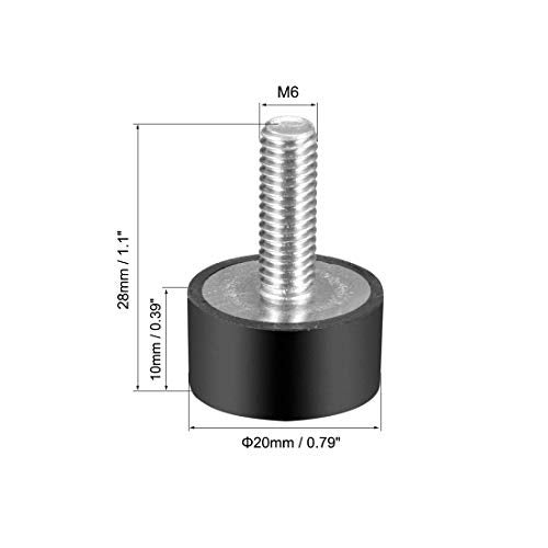 uxcell M6 Thread Rubber Mounts,Vibration Isolators,Cylindrical Shock Absorber with Studs 20mm x 10mm 8pcs - Image 2