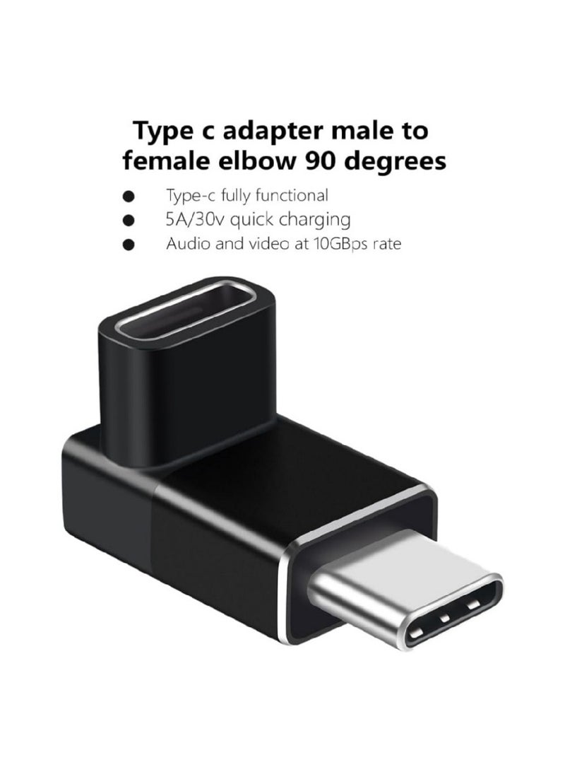 محول تمديد USB 3.1 Type C بزاوية 90 درجة، ذكر إلى أنثى مع زاويتين يمين ويسار (عبوة من قطعتين) - Image 2
