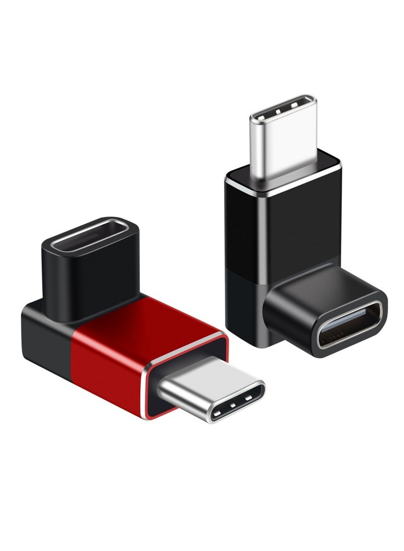 محول تمديد USB 3.1 Type C بزاوية 90 درجة، ذكر إلى أنثى مع زاويتين يمين ويسار (عبوة من قطعتين) - Image 1