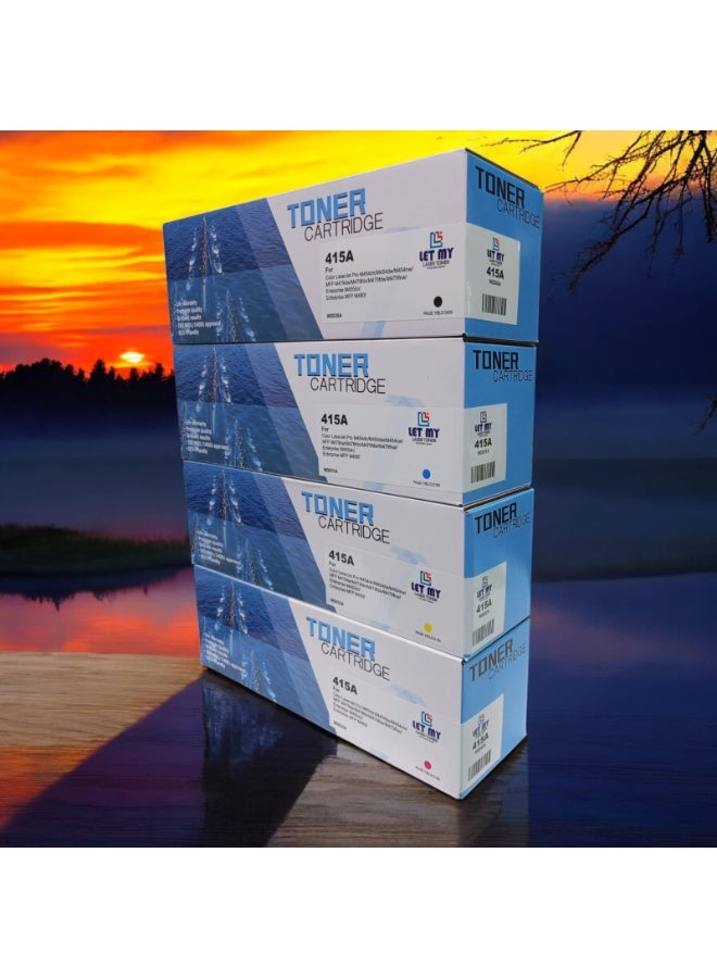 LET MY 415A Full Set W2030A W2031A W2032A W2033A Compatible Cartridges with hp Model 415A included Printer Color LaserJet Pro M454dn M454dw Pro MFP M479d (Black Cyan Yellow Magenta 4-Pack) - Image 3