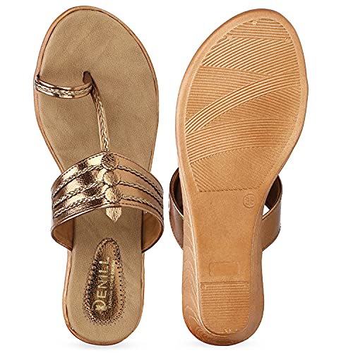 Denill Women's Comfortable Wedge Fashion Sandal Heel Flats (Antique) UK 6 - Image 5