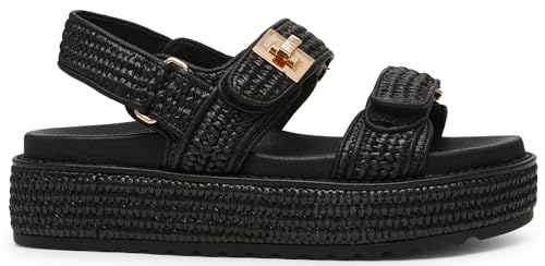 Steve Madden Women's Bigmona Sandal, Black Raffia, 7.5 - Image 5