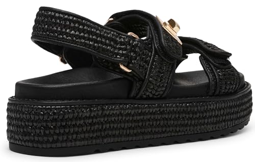 Steve Madden Women's Bigmona Sandal, Black Raffia, 7.5 - Image 4