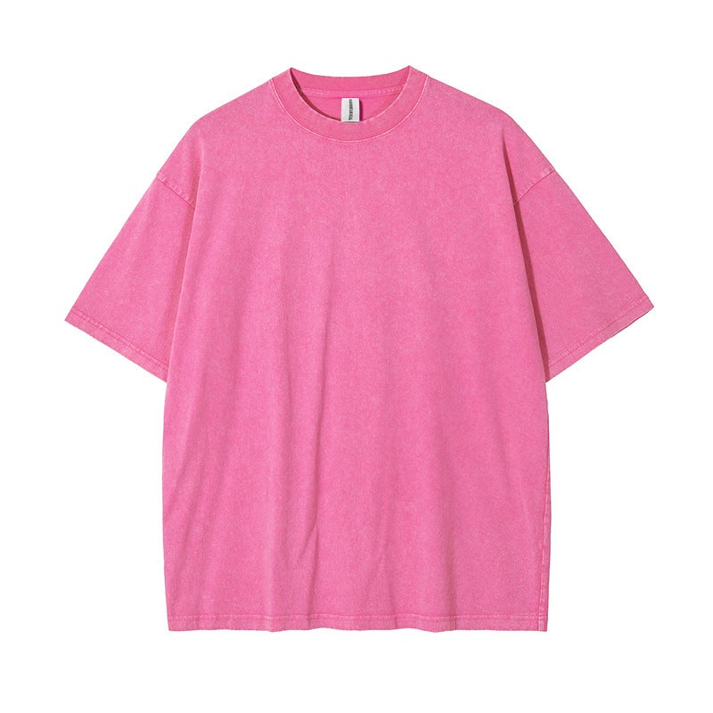 Vintage Fried Snowflake Shoulder Loose Round Neck Short-Sleeved T-Shirt Summer Sports Men'S American Heavy Cotton T-Shirt For Men - Image 1