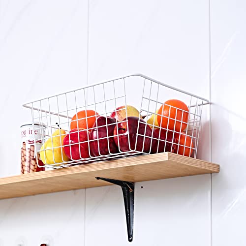 Brightalk 14" Upright Freezer Storage Baskets, White Wire Storage Bins Large Bakset for Freezer, Pantry, Bathroom Organizing, Set of 4 - Image 5