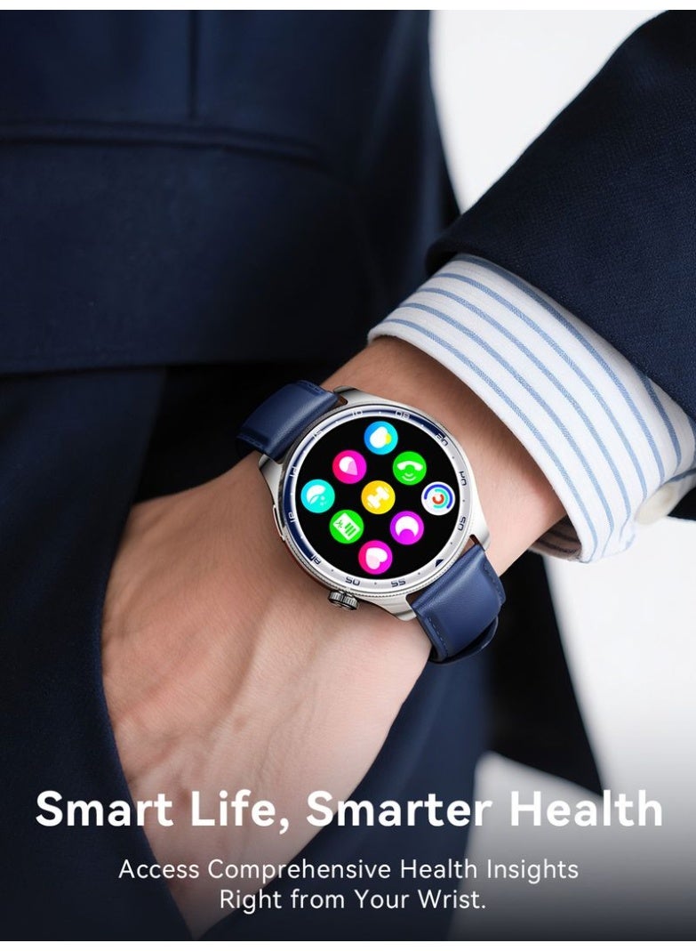 JOYROOM 300 mAh JR-FC3 Series Smartwatch 1.43″ AMOLED Crystal Clear Smart Watch – Bluetooth 5.4, Clear Calling Smart Noise Cancellation, 1000 nits Ultra-Bright Display, IP68 Waterproof, 300 mAh Battery 10 days, 100+ Sports Modes, Double Leather & Sports Straps - CE Certified Deep Ocean Blue - Image 3