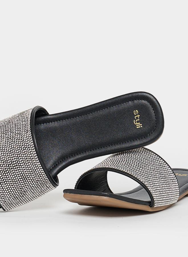 Styli Embellished Strap Flat Sandals - Image 4