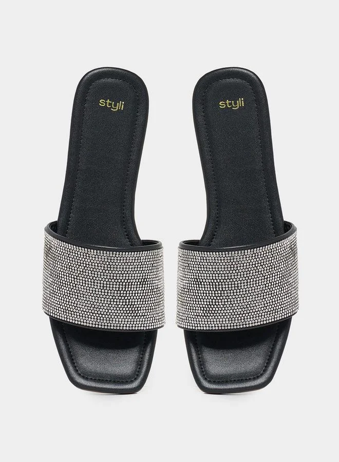 Styli Styli Embellished Strap Flat Sandals
