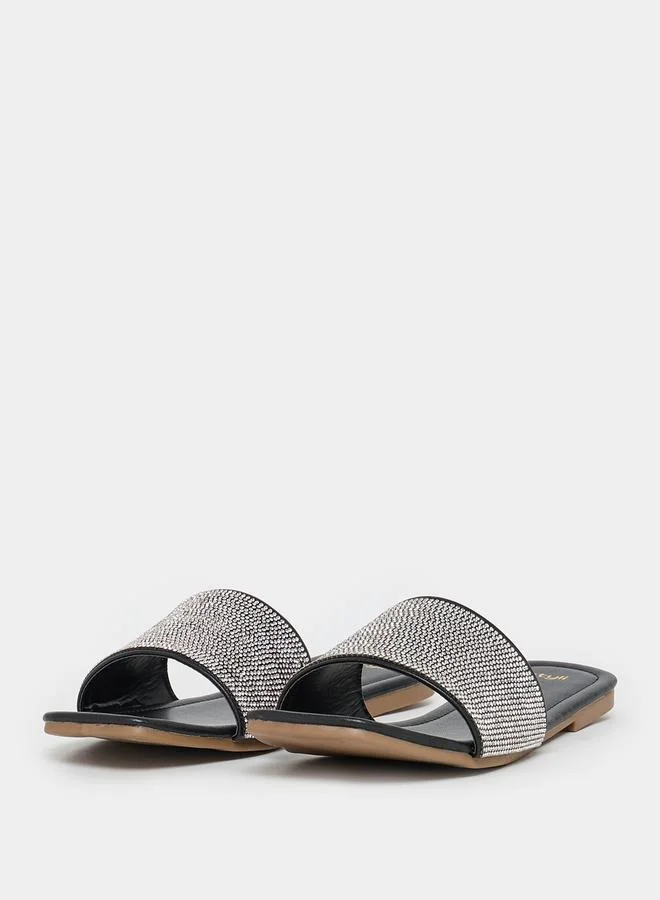 Styli Styli Embellished Strap Flat Sandals