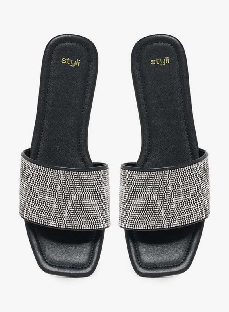 Styli Styli Embellished Strap Flat Sandals