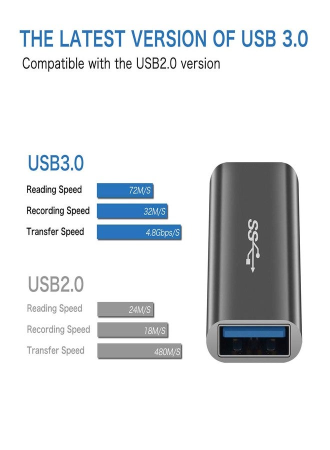QianLink 2-Pack Aluminum USB 3.0 A Female to Female Adapter, SuperSpeed, 5Gbps, Grey - Image 4