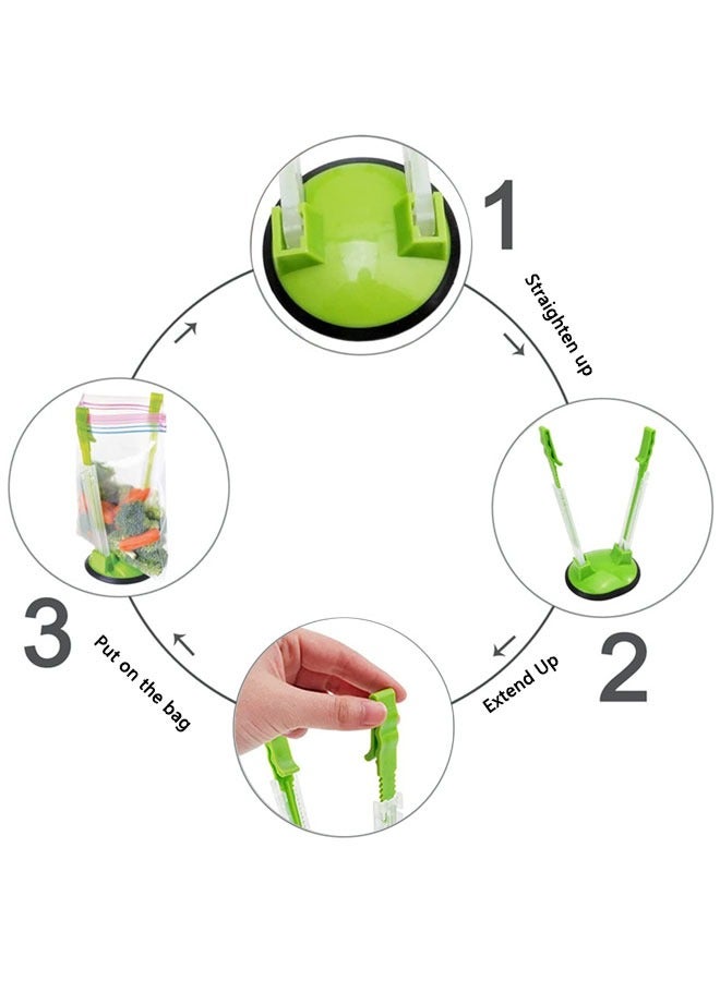 وهاواي Baggy Rack Stands, Sandwich Bag Racks Holder, Food Storage Bags Clip, For Food Prep Bag/plastic Freezer Bag/Ziploc Bag Hands Free Bag Holder Stand 4pcs  - Image 3