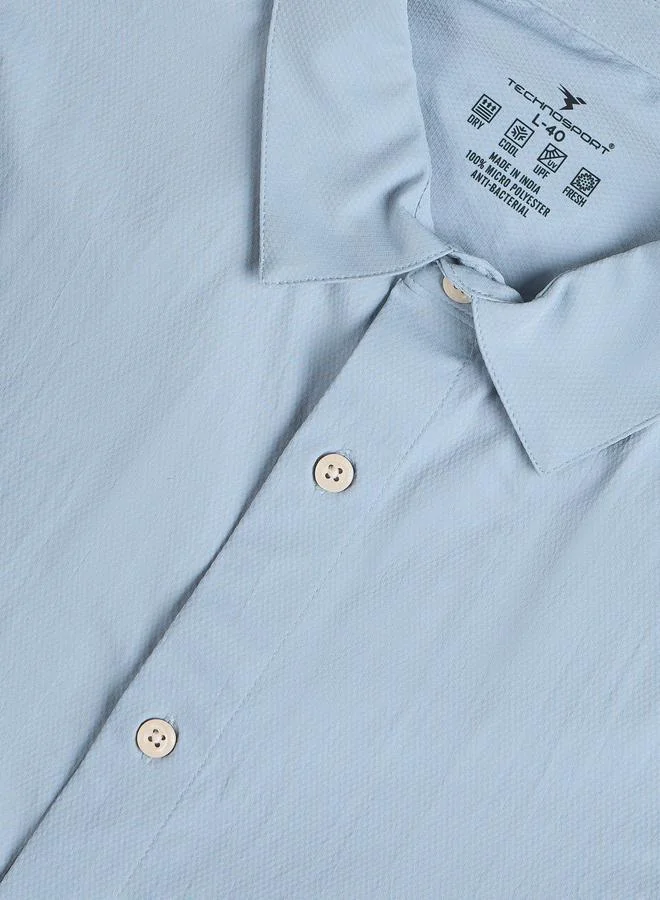 Technosport Blue Men Solid Long Sleeve Regular Fit Shirt for Men | Best Price UAE