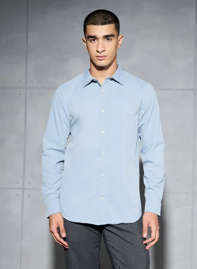 Technosport Technosport Men Solid Long Sleeve Regular Fit Shirt