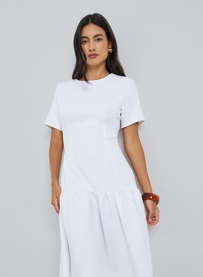 Styli Off-White Short Sleeves Mermaid Hem Midi Dress - Image 2