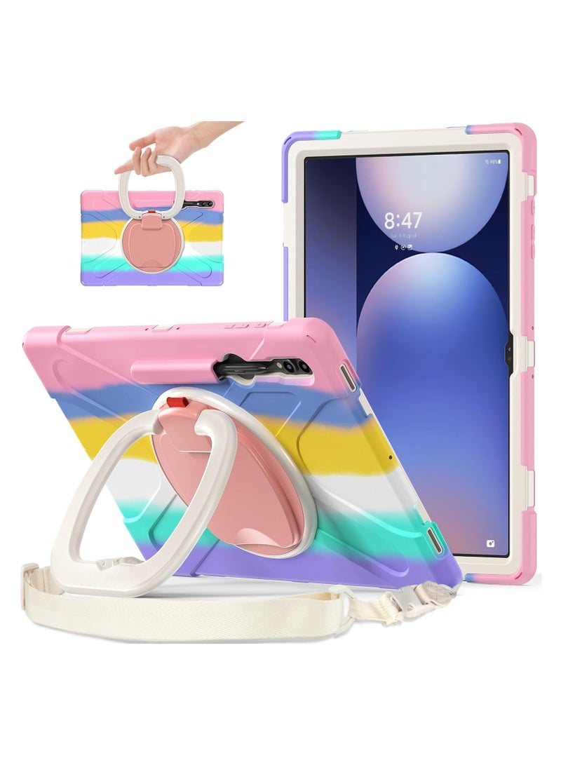 Tablet case for Samsung Galaxy Tab S10 Ultra 14.6-inch (2024) SM-X920/X926B, full body shock-proof case with 360° rotating ring holder/handle/shoulder strap