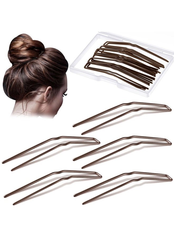 Mtlee 24 Pcs U Shaped Hair Pins, Ballet Bobby Pins for Updo with Storage Box, Metal U Bun Hair Forks for Women Girls, Thick Thin Long Curly Hair(Brown, 2.5 Inch, 3 Inch) - Image 1
