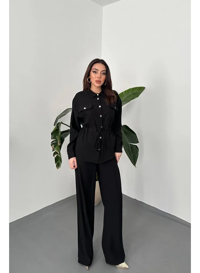 END BLACK Black button-detail shirt and creased pants L black.