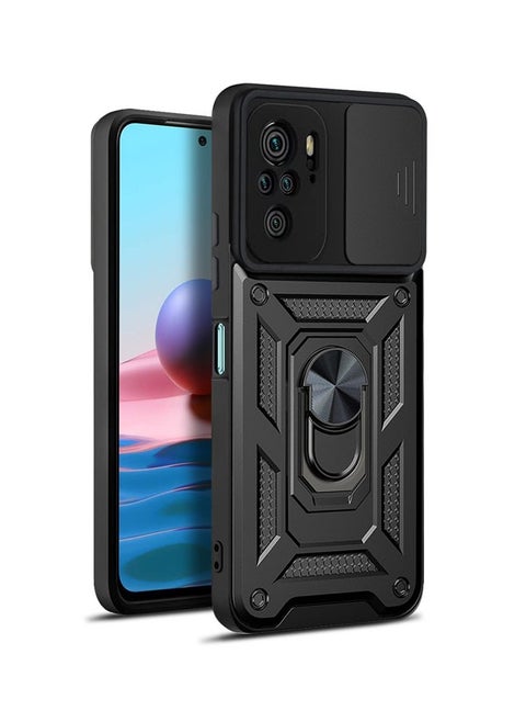 Xiaomi Redmi Note 10/10s 4G Case Cover with Magnetic Car Holder Kickstand Protector Back Accessories Anti-Scratch Shockproof Back Cover Black