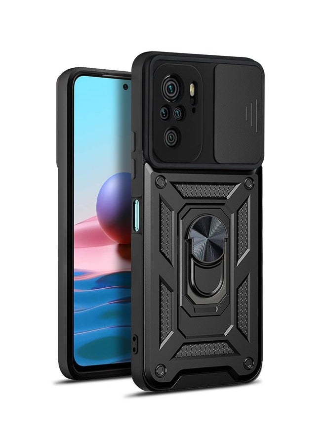 Generic - Xiaomi Redmi Note 10/10s 4G Case Cover with Magnetic Car Holder Kickstand Protector Back Accessories Anti-Scratch Shockproof Back Cover Black - Image 1