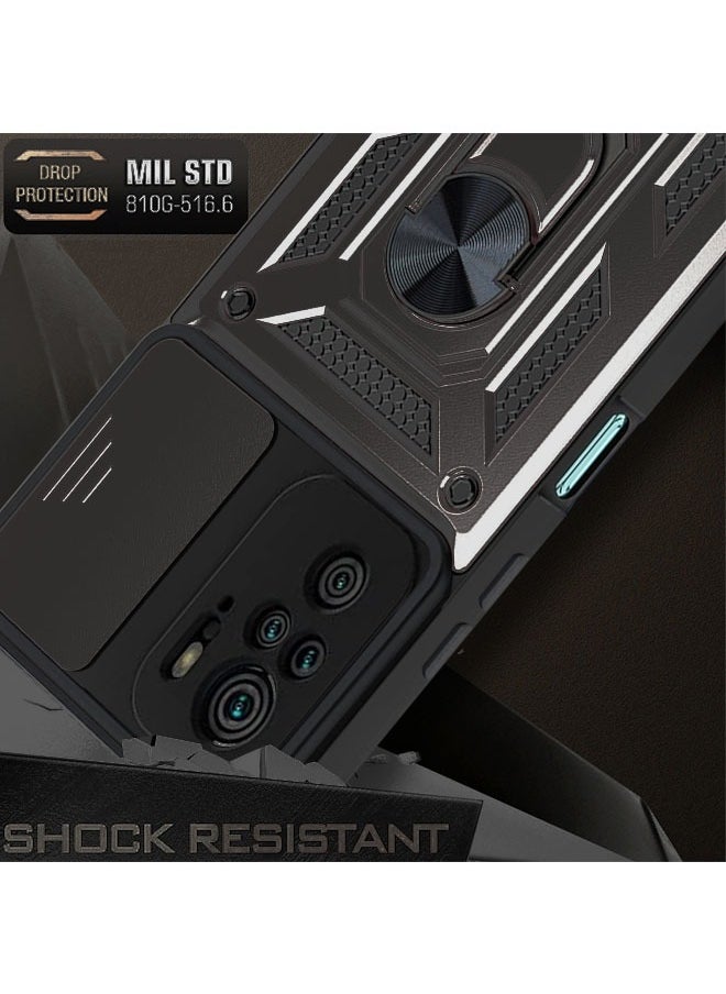 Generic - Xiaomi Redmi Note 10/10s 4G Case Cover with Magnetic Car Holder Kickstand Protector Back Accessories Anti-Scratch Shockproof Back Cover Black - Image 1