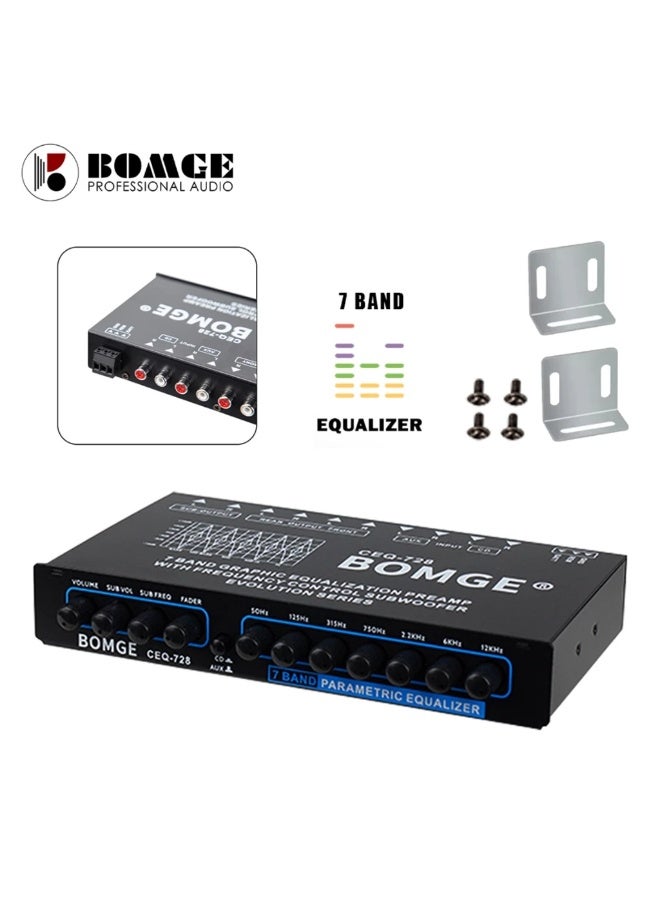 BOMGE CEQ-728 7-Band Car Audio Equalizer and Preamplifier with 6 Channel RCA Output - Image 5