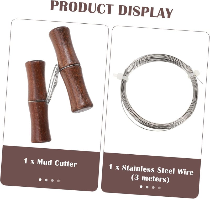 Veemoon 2sets Stainless Steel Wire Cutter Tool for Pottery Heavy Duty Mud Cutting Tool Handle for Crafting and Projects - Image 4
