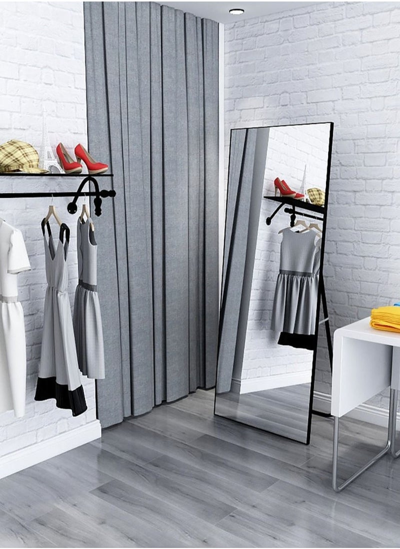 Merry Moments Modern Full Length Mirror Standing Hanging or Leaning Against Wall Large Rectangle Bedroom Mirror Floor Mirror Dressing Mirror Wall Mounted Mirror Aluminum Alloy Thin Black Frame Round Corner45x155cm  - Image 4