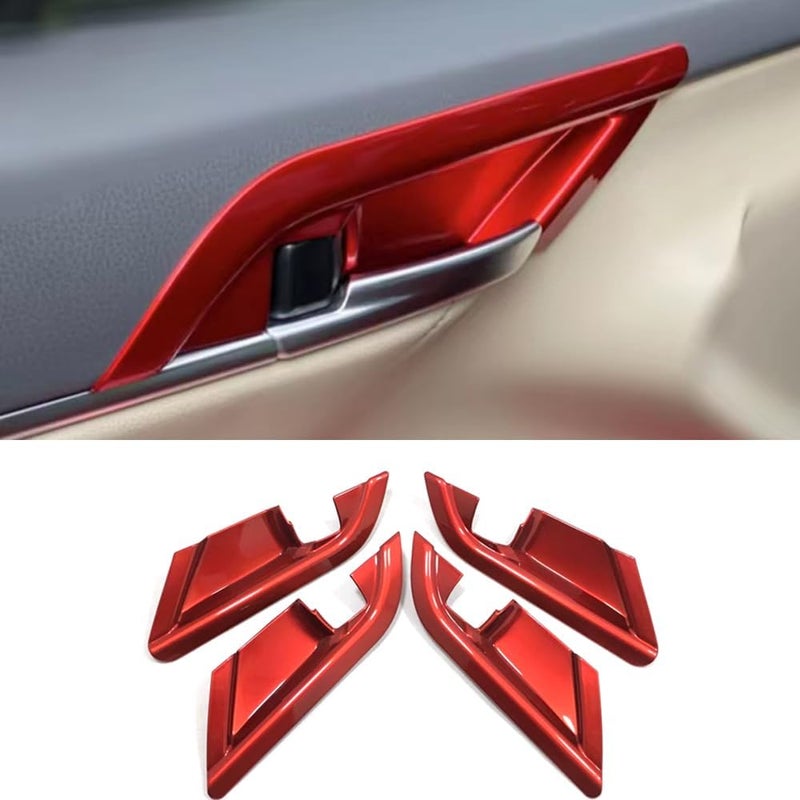ERIDANUS Inner Car Door Handle Bowl Cover Trim for Toyota Camry (2018-2023) - Red ABS - 4 PCS - Image 1