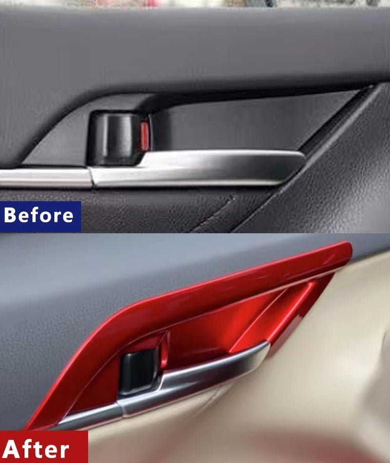 ERIDANUS Inner Car Door Handle Bowl Cover Trim for Toyota Camry (2018-2023) - Red ABS - 4 PCS - Image 2