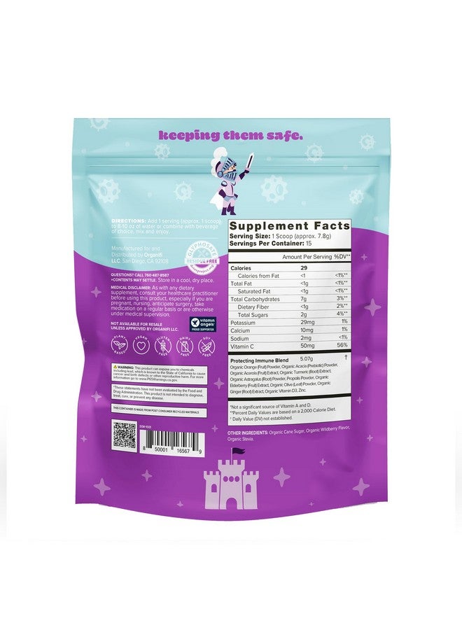 Organifi Organifi Kids: Protect - Everyday Immune Support for Kids with Elderberry, Acerola Cherry and Zinc - Berry Flavored Immunity Powder - Plant-Based, Vegan, and No Gluten, Dairy or Soy - 15 Servings - Image 2