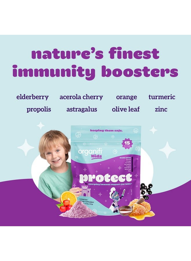 Organifi Organifi Kids: Protect - Everyday Immune Support for Kids with Elderberry, Acerola Cherry and Zinc - Berry Flavored Immunity Powder - Plant-Based, Vegan, and No Gluten, Dairy or Soy - 15 Servings - Image 4