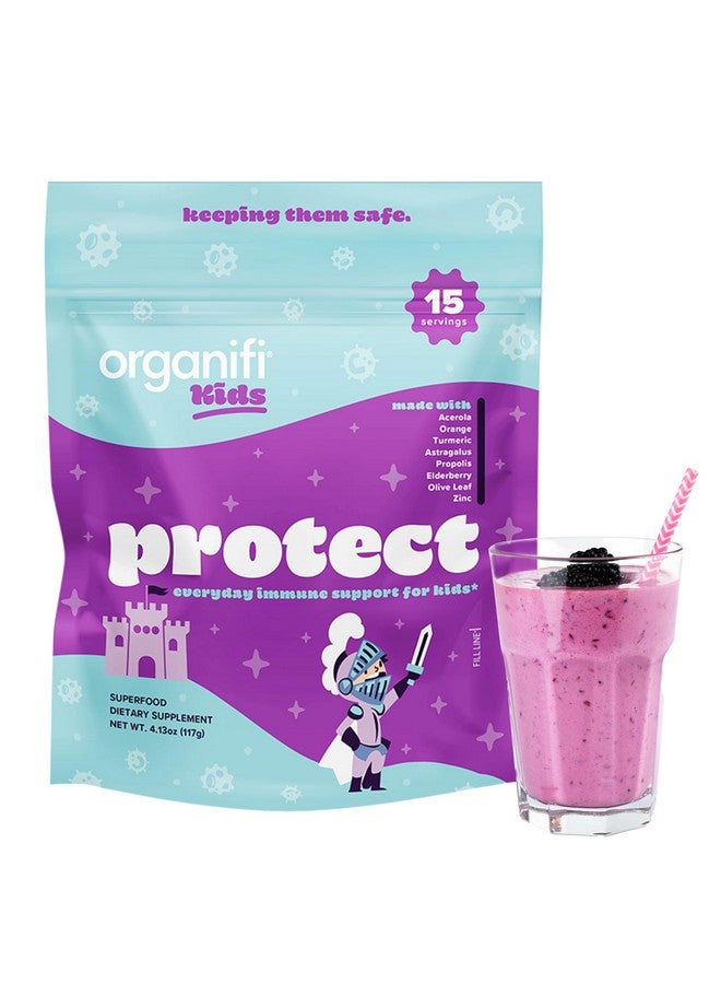 Organifi Organifi Kids: Protect - Everyday Immune Support for Kids with Elderberry, Acerola Cherry and Zinc - Berry Flavored Immunity Powder - Plant-Based, Vegan, and No Gluten, Dairy or Soy - 15 Servings - Image 1