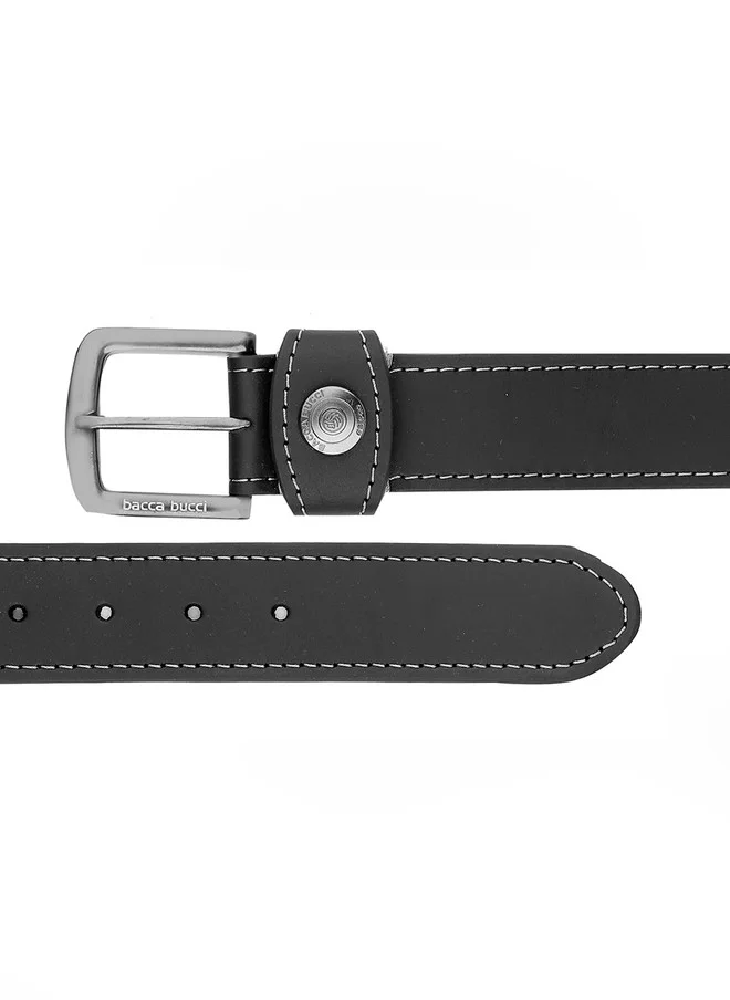 Bacca Bucci  Men's Handcrafted Black Leather Belt with Tang Closure for Men | Best Price UAE